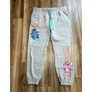 Disney Stitch Sweatpants Joggers Gray Sz XXL 19 626 Drawstring Pockets Cute EUC